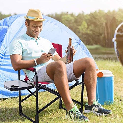 Folding Aluminum Camping Chair with Side Table S57881
