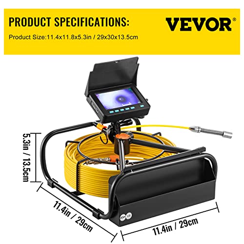 98.4 ft 4.3" Pipe Drain Inspection Camera with DVR Function and LED Lights F467132
