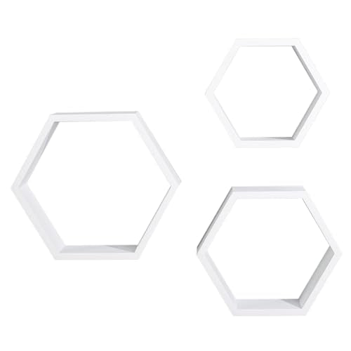 Set of 3 Black Hexagon Floating Shelves C940522