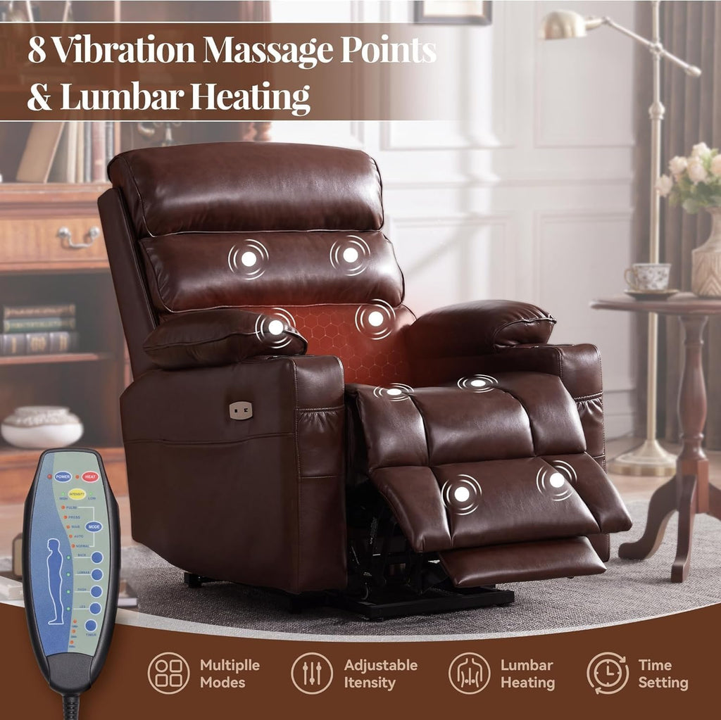 Leather Power Lift Recliner Chair with Massage and Heated F199