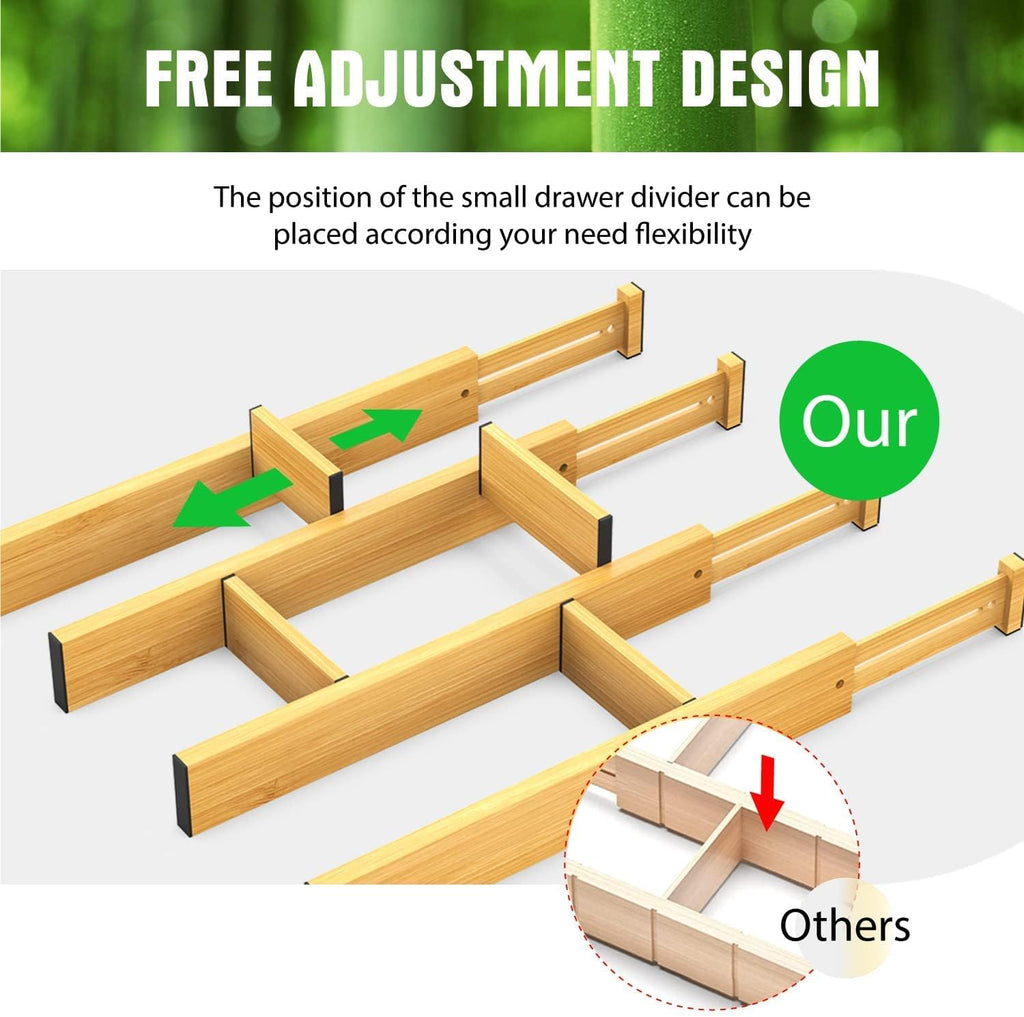 Bamboo Drawer Dividers Organizers 16pcs, Expandable Drawer Separators, 17-22 inches Adjustable M22126