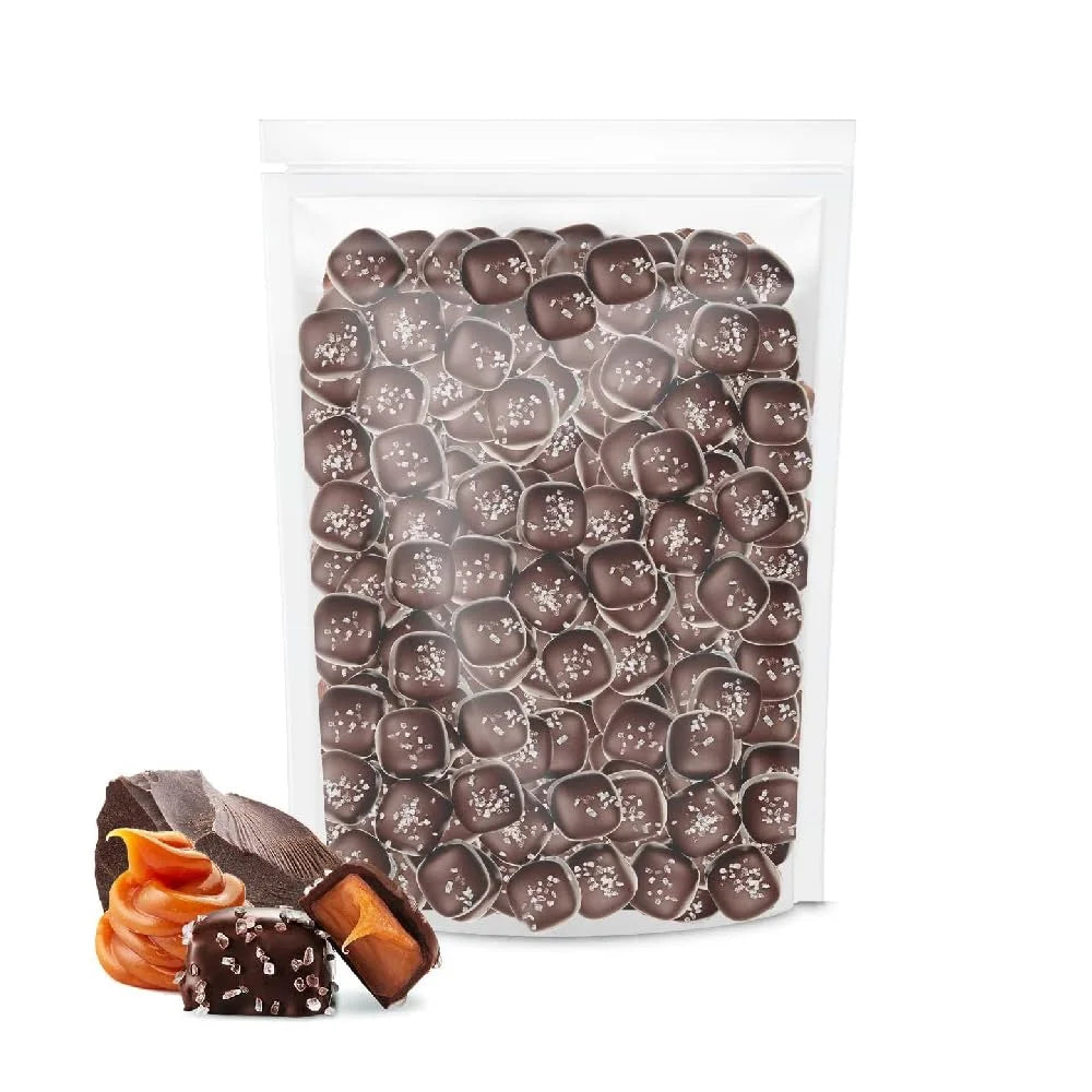 Dark Chocolate Sea Salt Caramel Squares Candy, 2-Pound Pack C343419