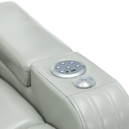 Black Electric Recliner Chair with Cup Holder Bluetooth Speaker LED Lights USB Ports Tray Table Arm Storage I168