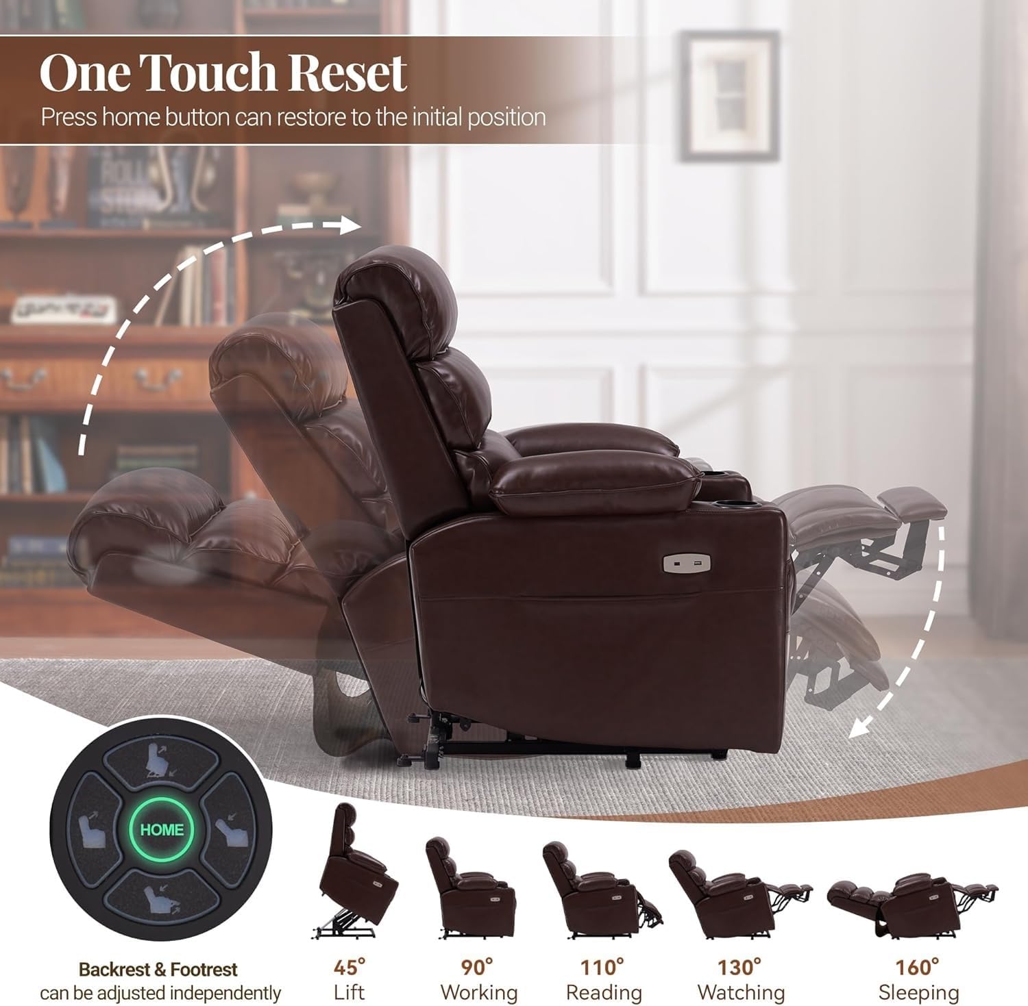 Leather Power Lift Recliner Chair with Massage and Heated F199
