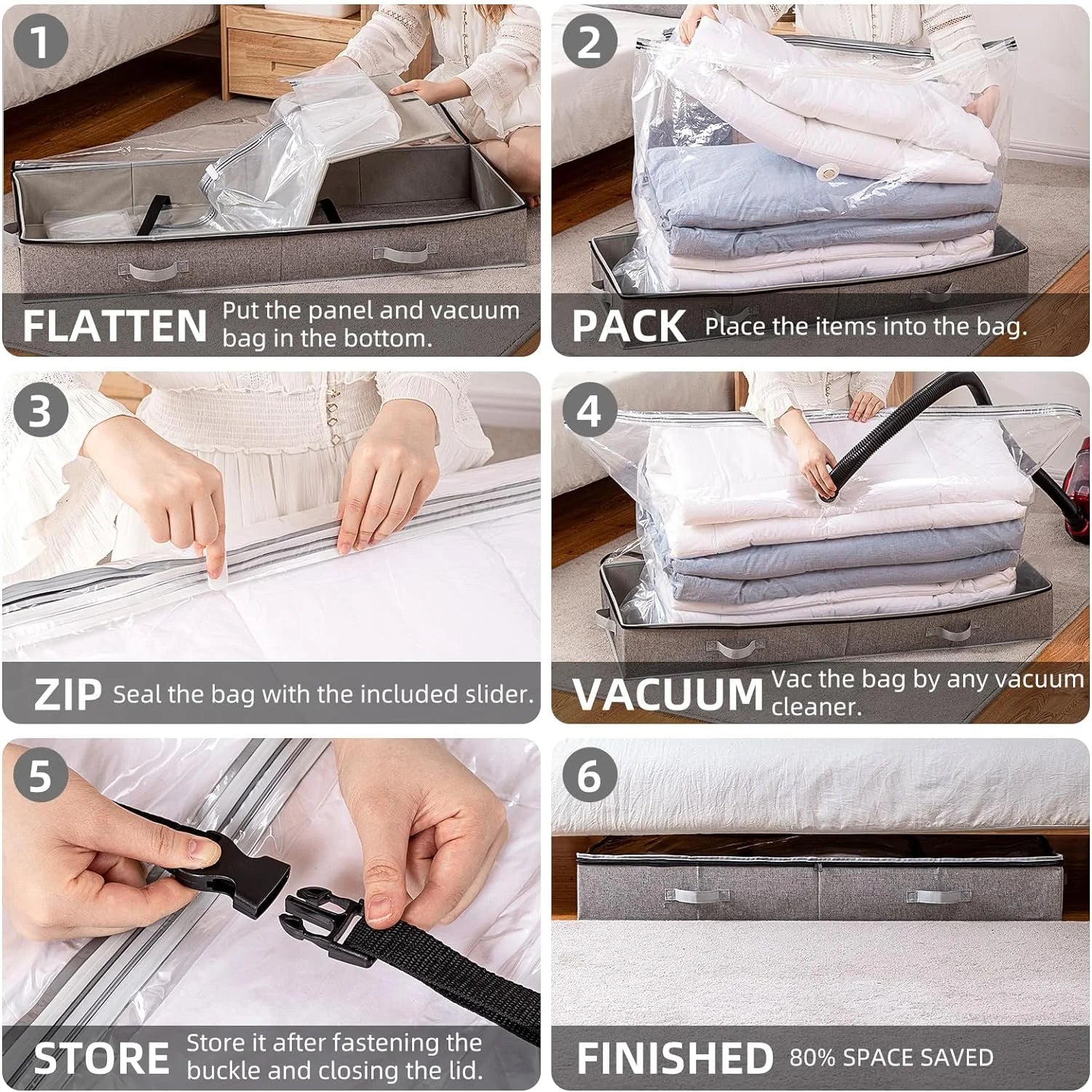 Under Bed Storage Box for Quilts Pillow Blankets Linen 41" x 17.7" x 6" X28805