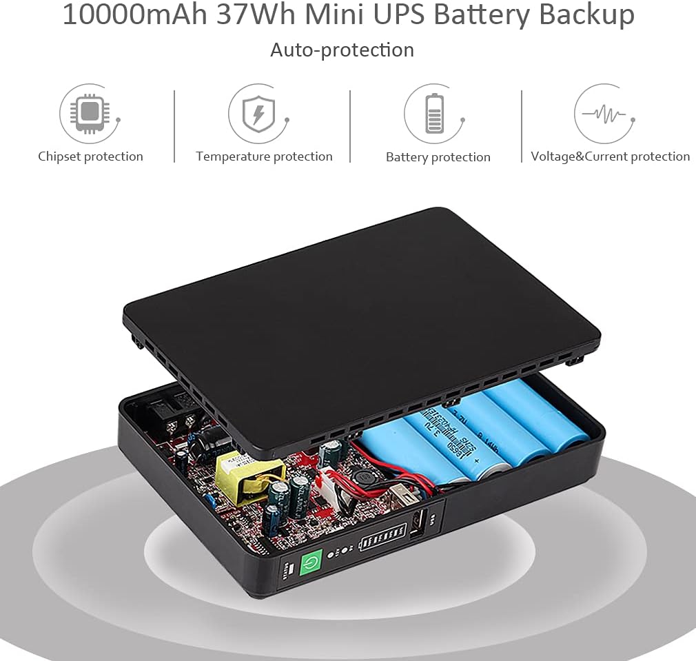 Mini UPS Battery Backup Uninterruptible Power Supply 10000mAh Pack of 2 I648581