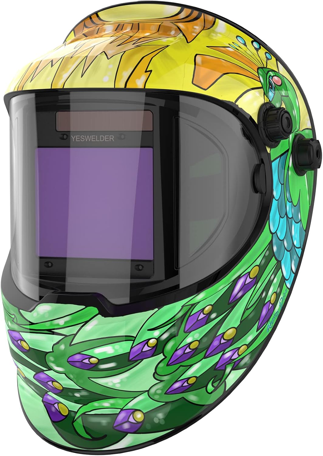 Large Viewing True Color Solar Powered Auto Darkening Welding Helmet with Side View, 4 Arc Sensor Wide Shade 4/5-9/9-13 Welder Mask M968