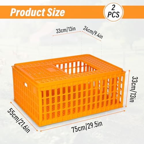 2PCS Plastic Poultry Carrier Crate, 29.5 x 21.7 x 13 Inch Z376427