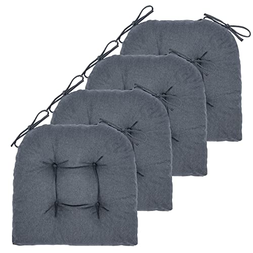 4 Pack Bordeaux Red Chair Cushions with Ties S348969