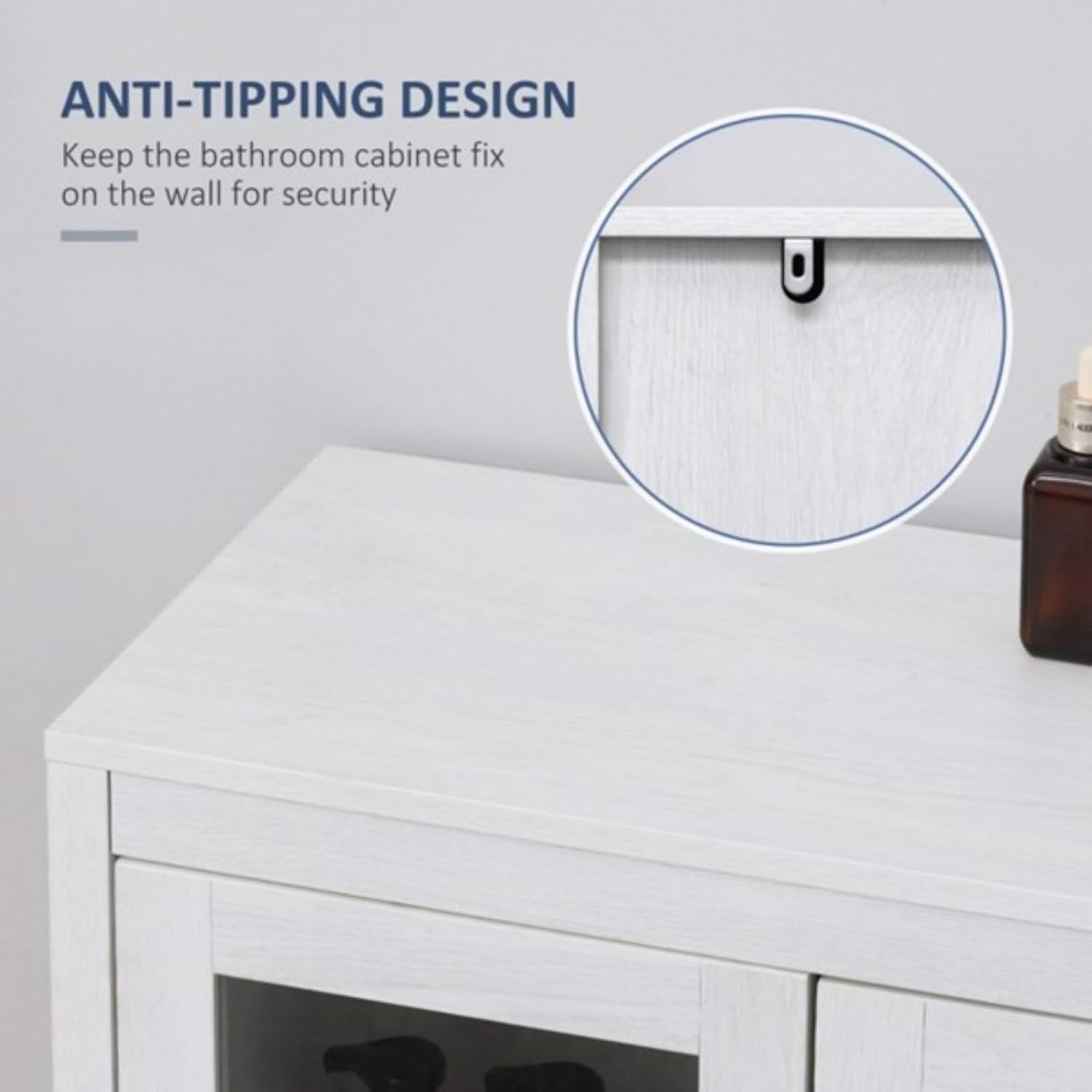 White Floor Bathroom Cabinet with Doors T22029