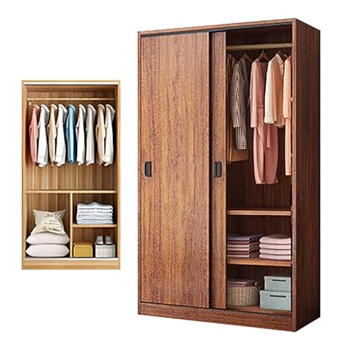 Natural Tall Wood Armoire Wardrobe with Sliding Door D1924