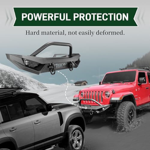 Front Bumper with LED Lights, 2 x D-Rings, Winch Plate U257456