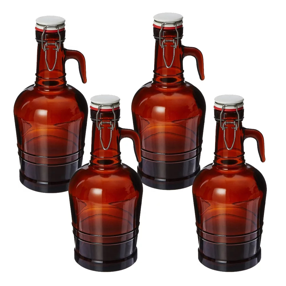 2 Liter Amber Glass Growler Set of 4 Z420