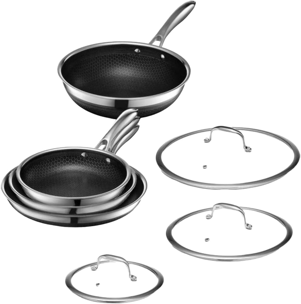 7-Piece Hybrid Stainless Steel Cookware Set with Lids and Wok V281