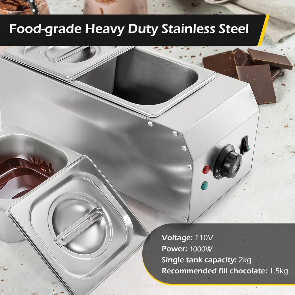 2-Tanks Chocolate Melting Machine 1000W Electric Chocolate Melter Z5062