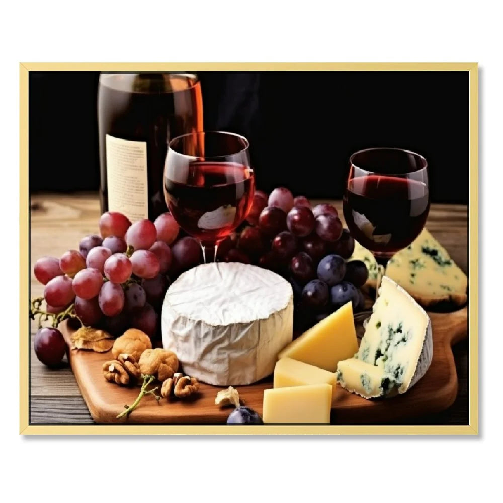 Wine Bottle Glasses Wall Art Decor Canvas Panels Pieces Set 16x12in/20x16in B3410