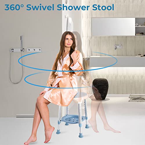 Adjustable Round Shower Seat with 5 Adjustable Heights 19''-21'' Load 350LB R4008