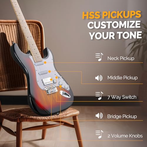 39" Full Size Electric Guitar with HSS Pickup Coil Split B28235