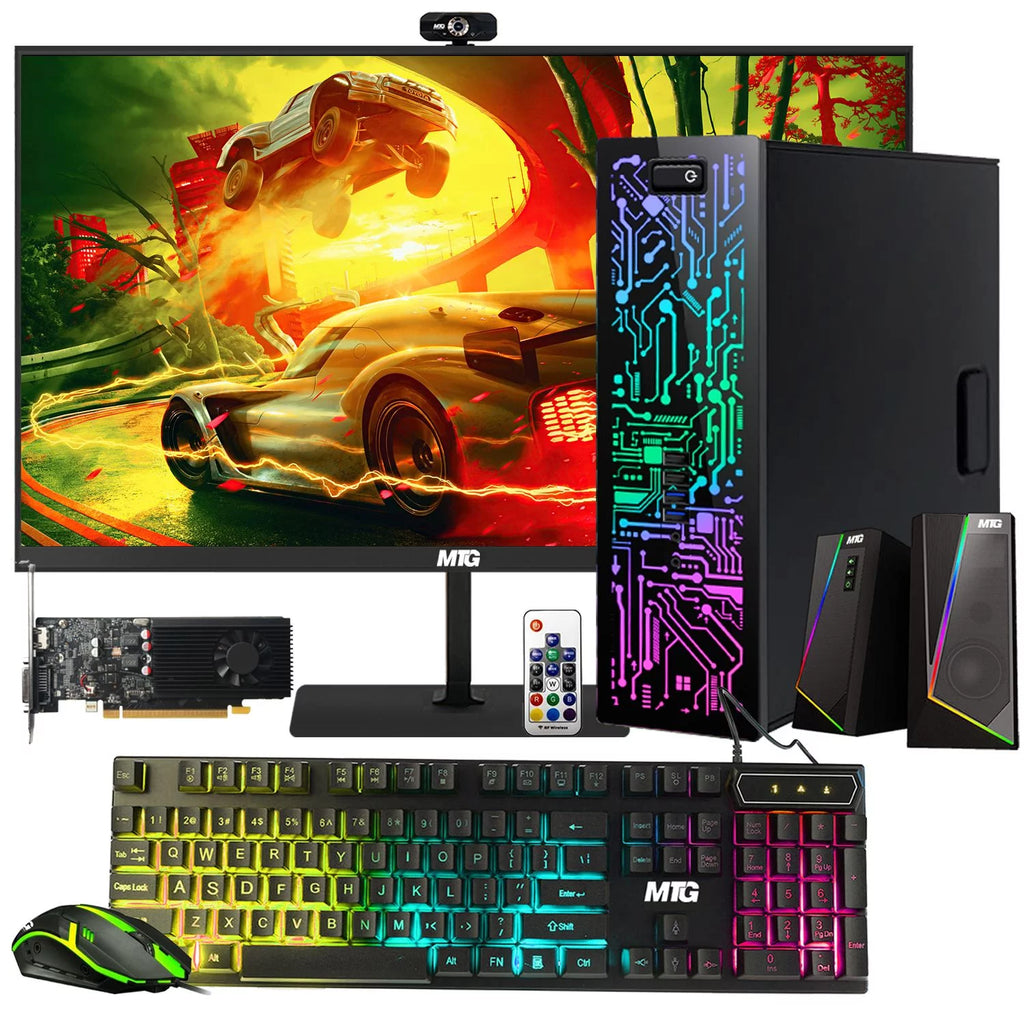 Restored Gaming Desktop PC, Intel Core i5 4th Gen, GT 1030 Graphics, 16GB RAM, 240GB SSD 2TB HDD, 24 Inch Monitor, Win 10 Pro (Refurbished) P26156