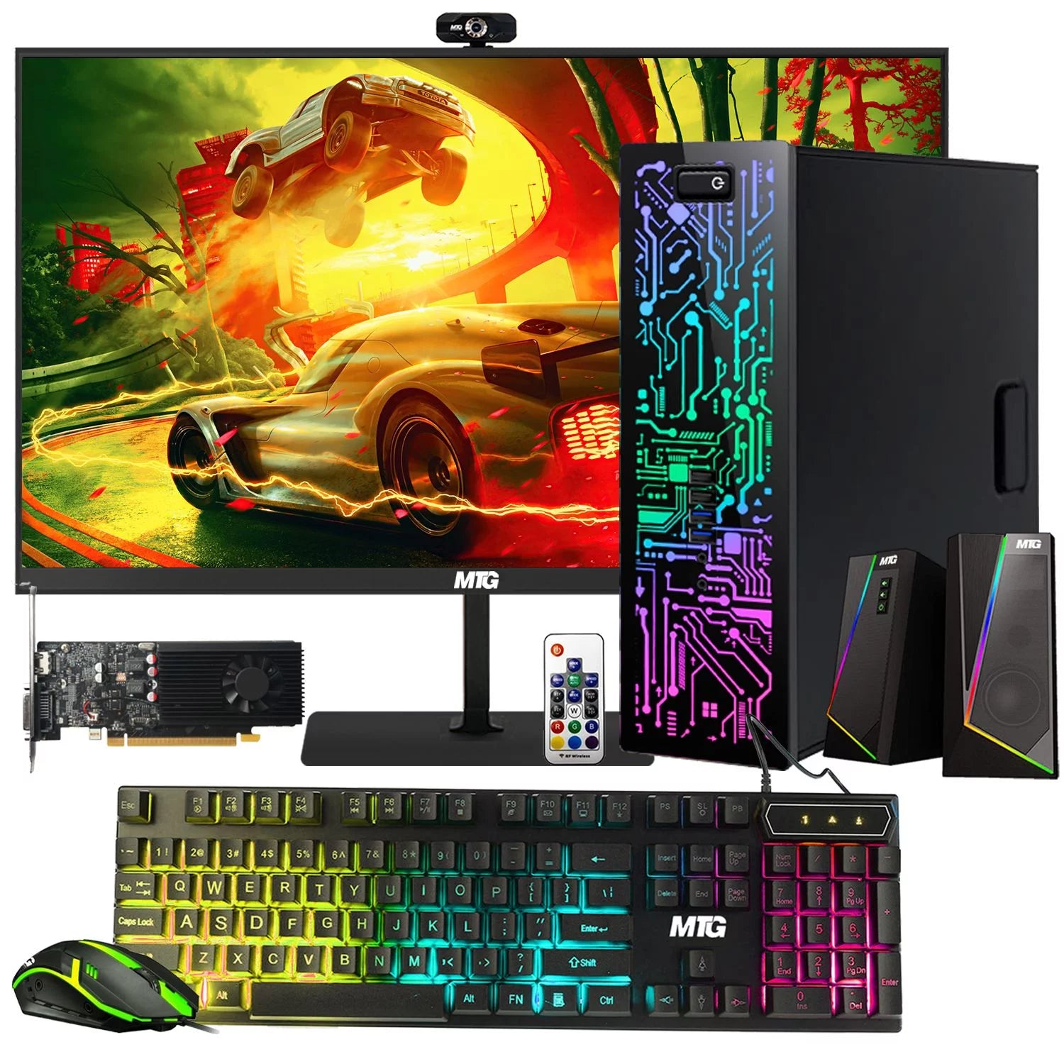 Restored Gaming Desktop PC, Intel Core i5 4th Gen, GT 1030 Graphics, 16GB RAM, 240GB SSD 2TB HDD, 24 Inch Monitor, Win 10 Pro (Refurbished) P26156