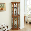 Lighted Corner Curio Display Cabinet with Adjustable Shelves & Mirrored Back H96391