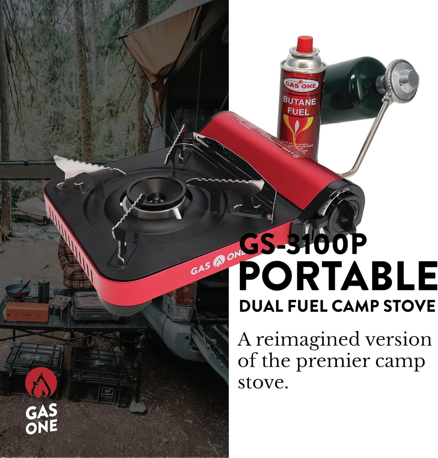 12,000 BTU Propane or Butane Portable Dual Fuel Camping Stove with Carrying Case R154