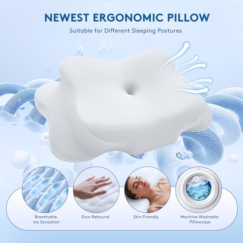 Cooling Contour Memory Foam Cervical Pillow with Pillowcase F70252