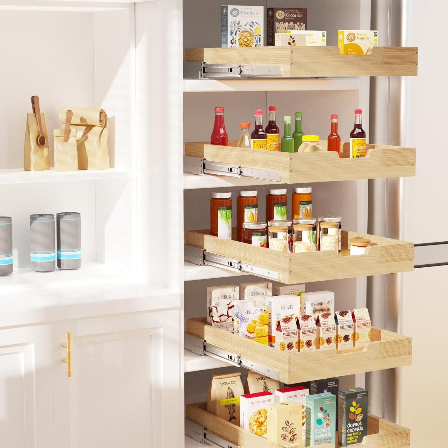 Wood Pull Out Cabinet Organizer 14W x 21D U9141