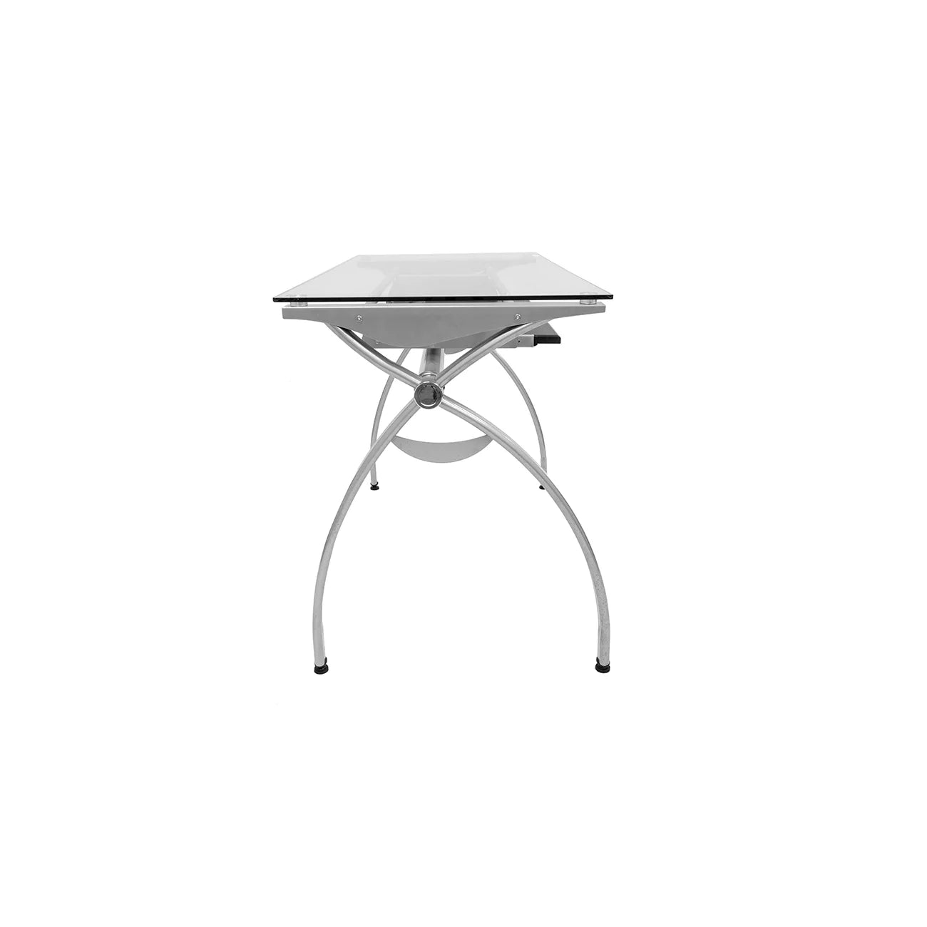 Glass Top Computer Desk with Keyboard Tray & Silver Legs H246