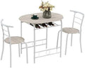 Compact Dining Table Set with Rack (Oak and White) J852
