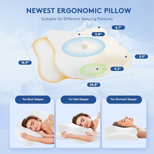 Cooling Contour Memory Foam Cervical Pillow with Pillowcase F70252