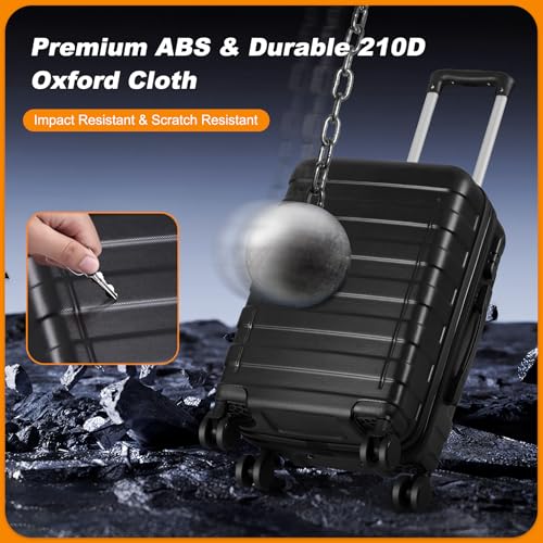 Black 21 Inch Expandable Hardside Carry On Luggage with Spinner Wheels K122997