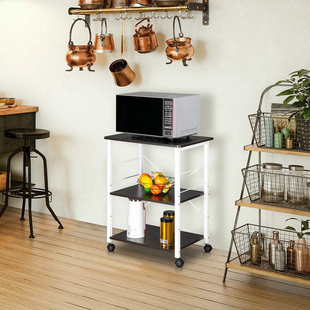 3-Tier Rolling Kitchen Cart with Microwave Stand Q384203