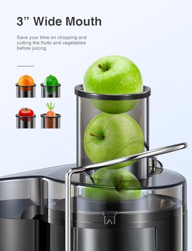 800W Centrifugal Juicer Extractor with Wide Mouth 3” Feed Chute, Stainless Steel, Black L413554