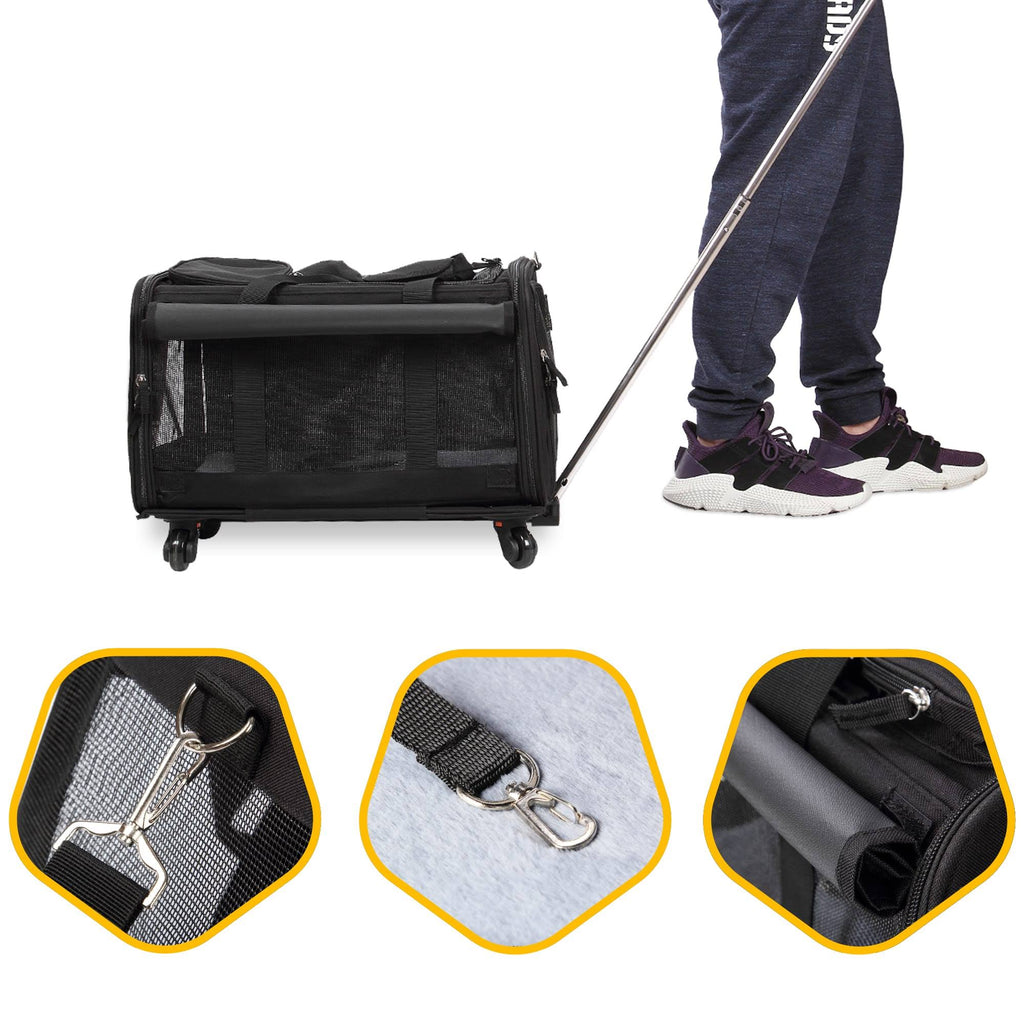 Black Pet Carrier with Detachable Wheels R5606