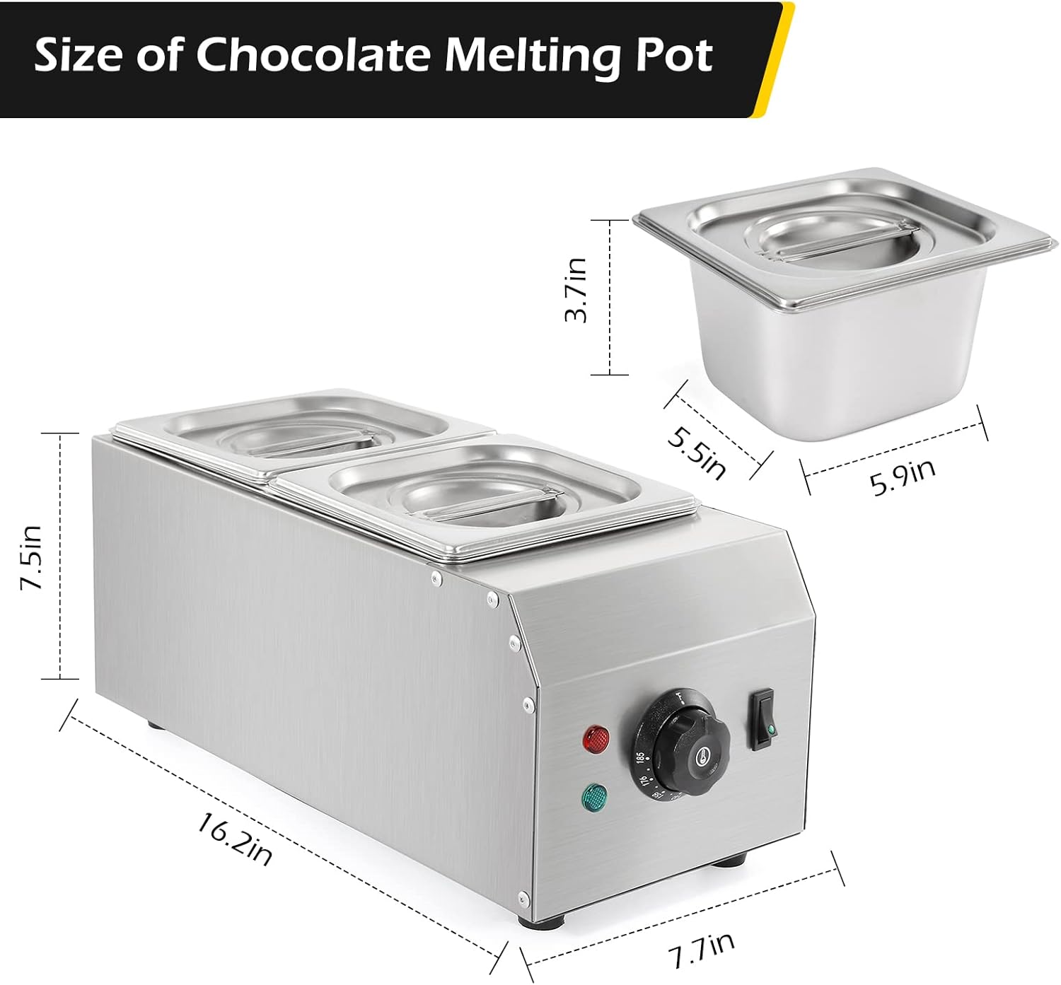 2-Tanks Chocolate Melting Machine 1000W Electric Chocolate Melter Z5062