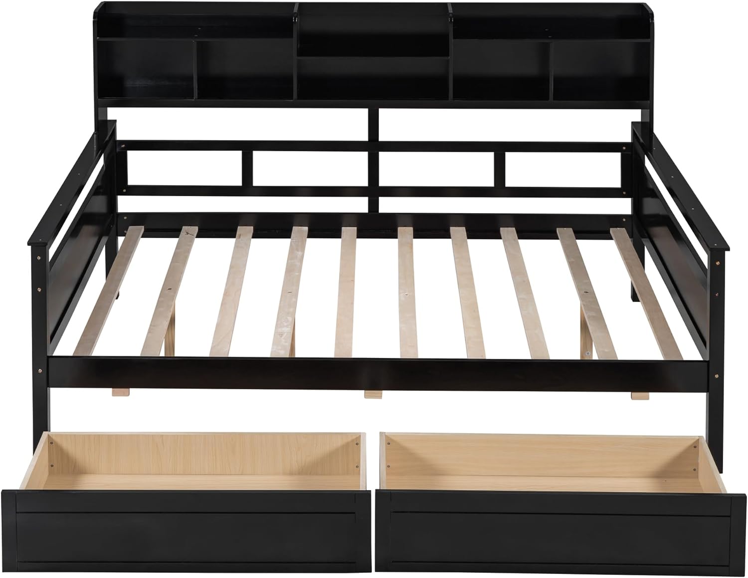 Espresso Full Size Wood Daybed with 2 Storage Drawers L8018