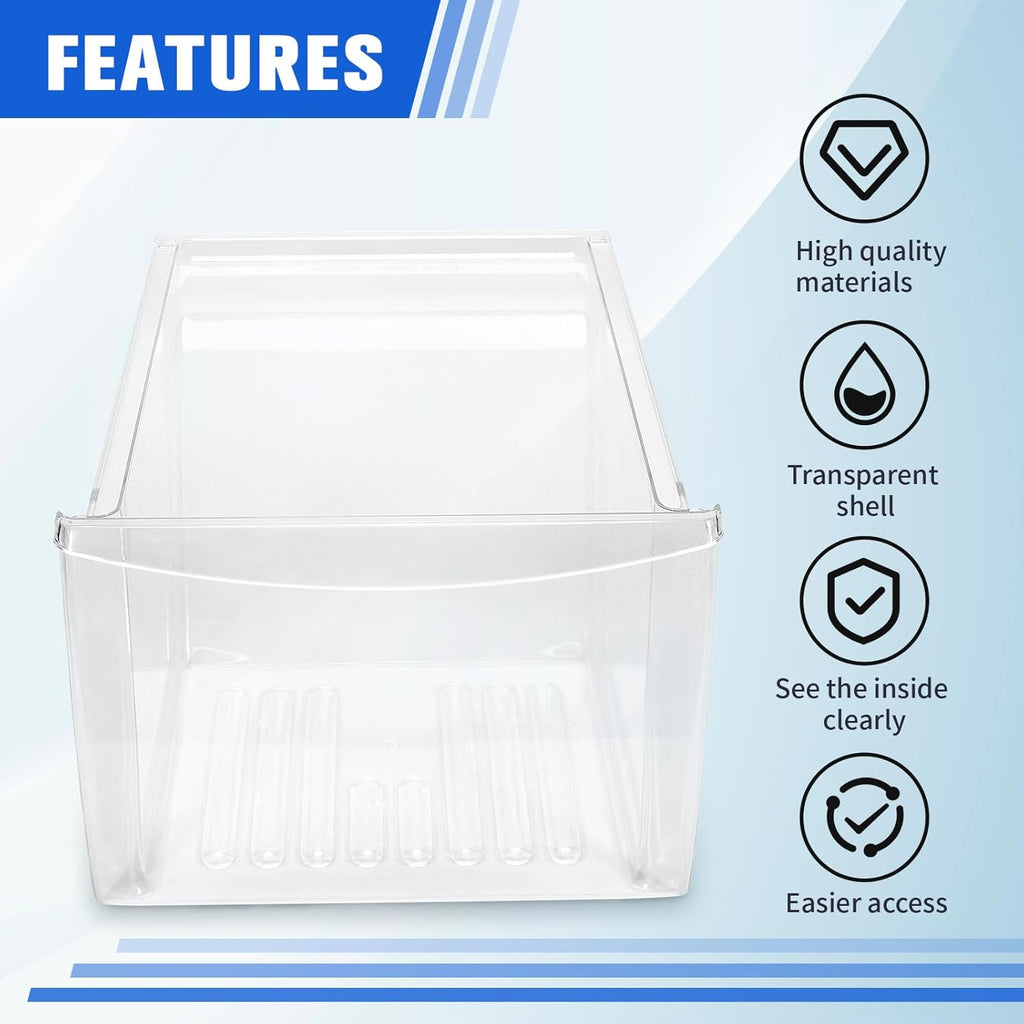 2Pcs Fridge Crisper Drawer & Crisper Bin Refrigerator Replacement R544
