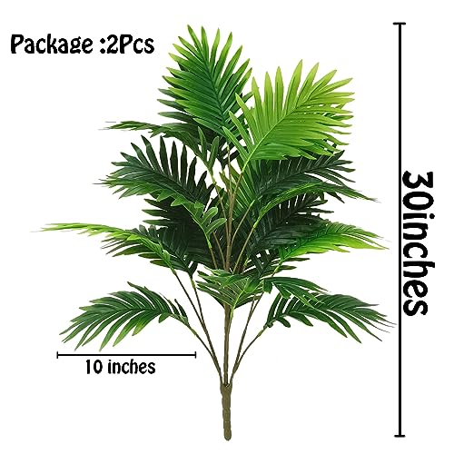 30" 2PCS Artificial Tropical Palm Leaf Bush Plastic Greenery Areca Palm Plant 21 Leaves per Bush U733522