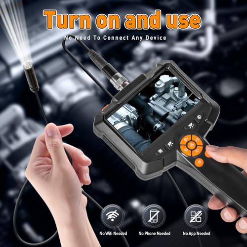 16.4FT Semi-Rigid Cord 1080P HD Industrial Borescope Camera with 8 LED Lights X424