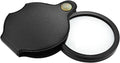 Mini Pocket Magnifying Glass Folding Loupe with Leather Pouch (Black) 60mm Q2134
