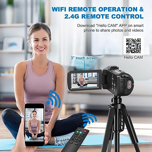 64MP 18X Digital Camcorder with 3.0 inch Flip Screen, 32GB SD Card, Two Batteries and External Mic V606