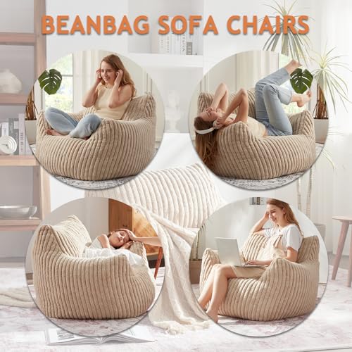 Plush Fluffy Bean Bag Chair with Armrests S4902