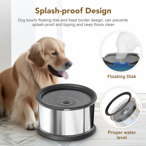 6.5L Stainless Steel No Spill Dog Water Bowl with Anti-Slip Mat P774399