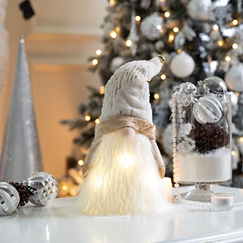 16.5 White and Gold Fabric Lighted Christmas Tree Topper with LED Lights H8914