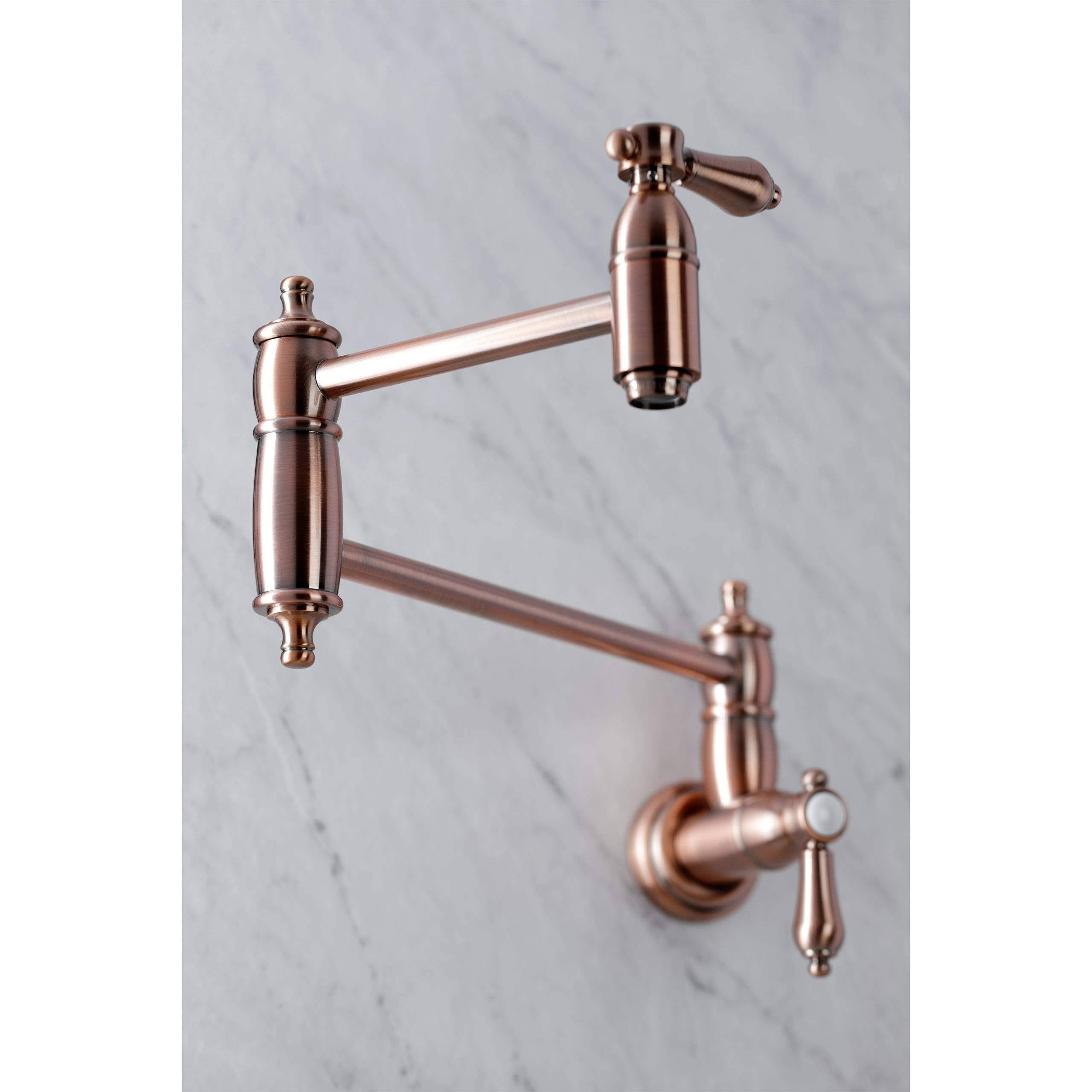 Antique Copper Wall Mount Pot Filler Kitchen Faucet W407