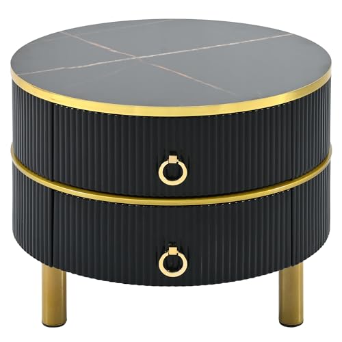 Golden Black Round Glass Coffee Table M83193