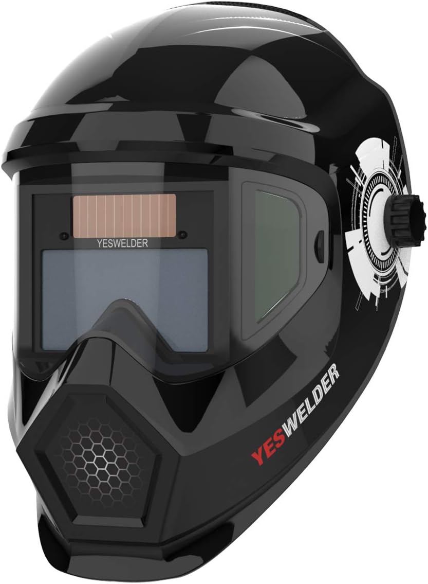 Large Viewing True Color Solar Powered Auto Darkening Welding Helmet with Side View, 4 Arc Sensor Wide Shade 4/5-9/9-13 Welder Mask M968