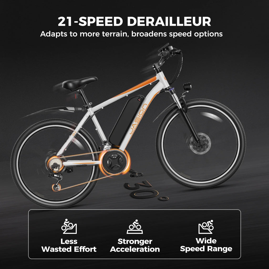 26 Electric Bike with 500W Brushless Motor, 36V 12.5Ah Removable Battery, 21 Speed Gear, Front Fork Suspension E163