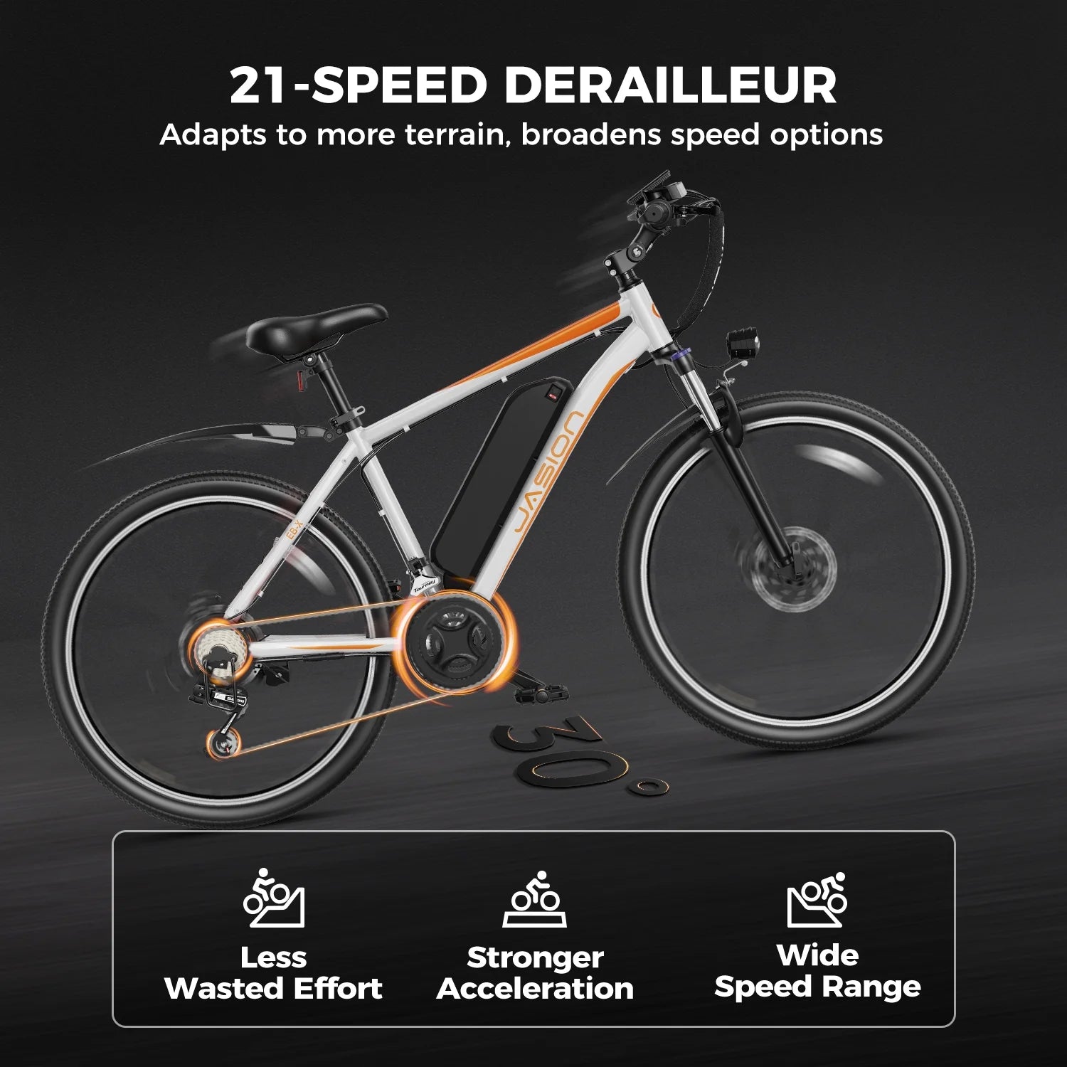 26 Electric Bike with 500W Brushless Motor, 36V 12.5Ah Removable Battery, 21 Speed Gear, Front Fork Suspension E163